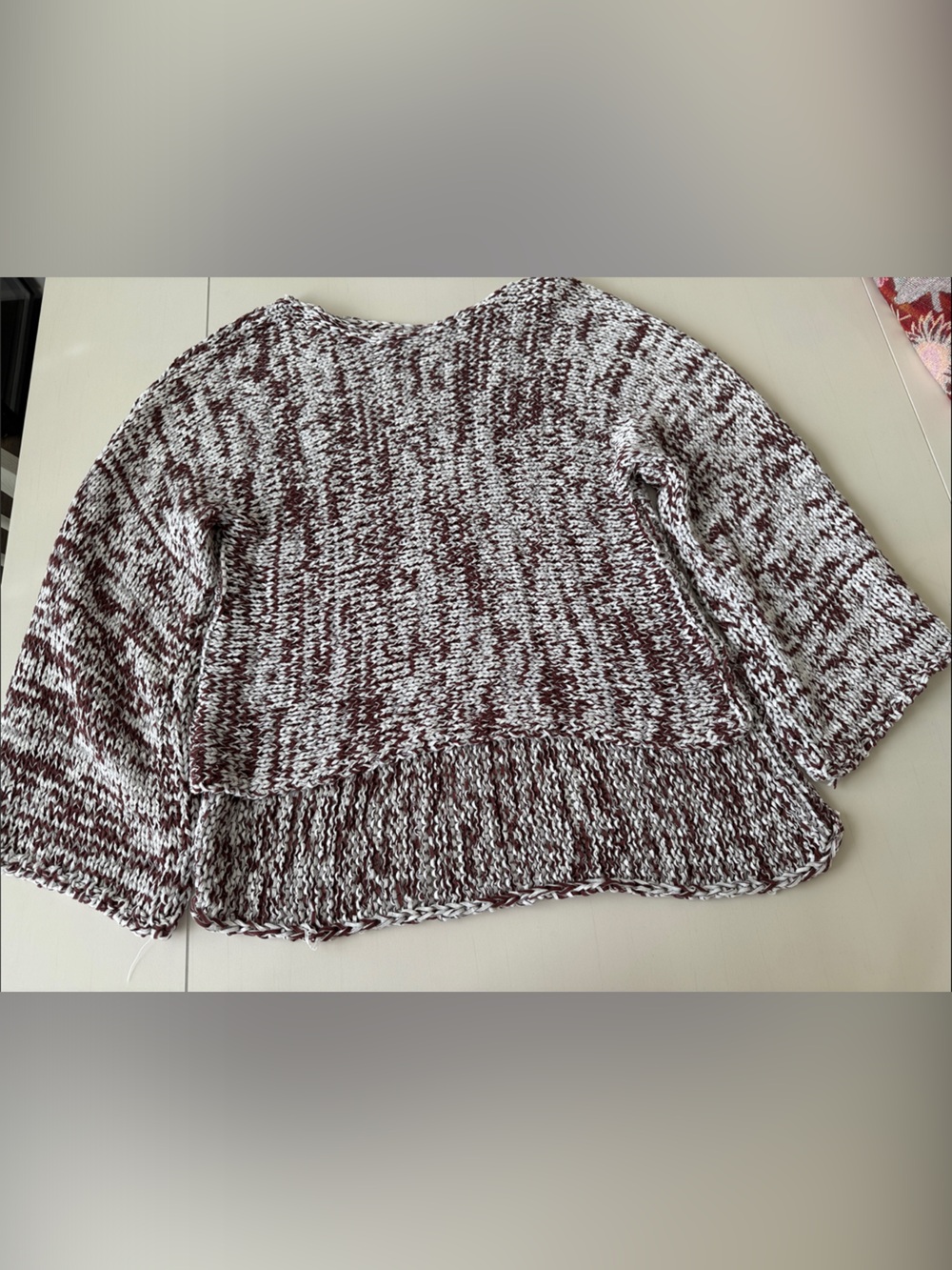 Zara Marled Burgundy and White Crewneck Sweater